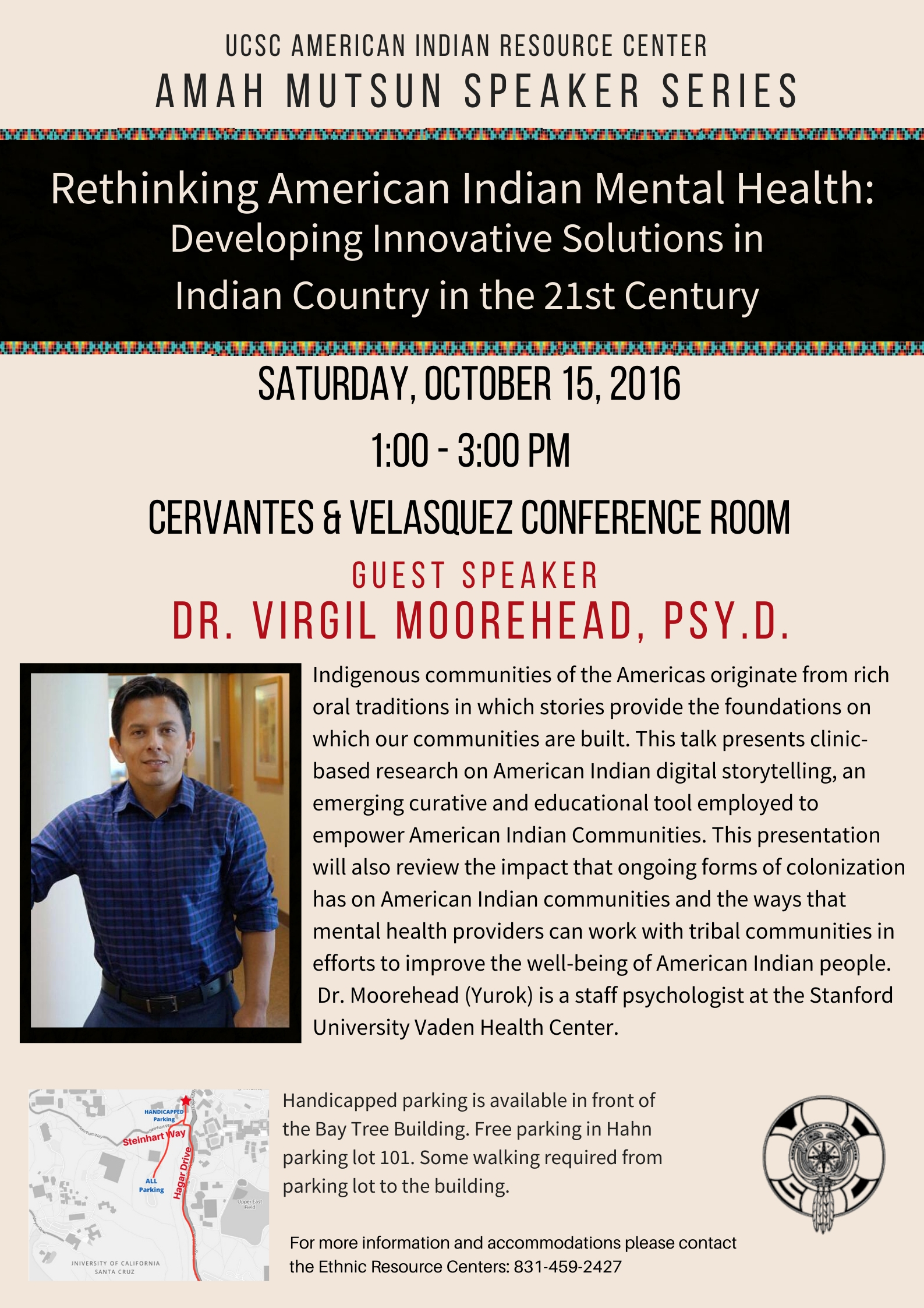 Amah Mutsun Speaker Series: Rethinking American Indian Health with guest speaker Dr. Virgil Moorehead