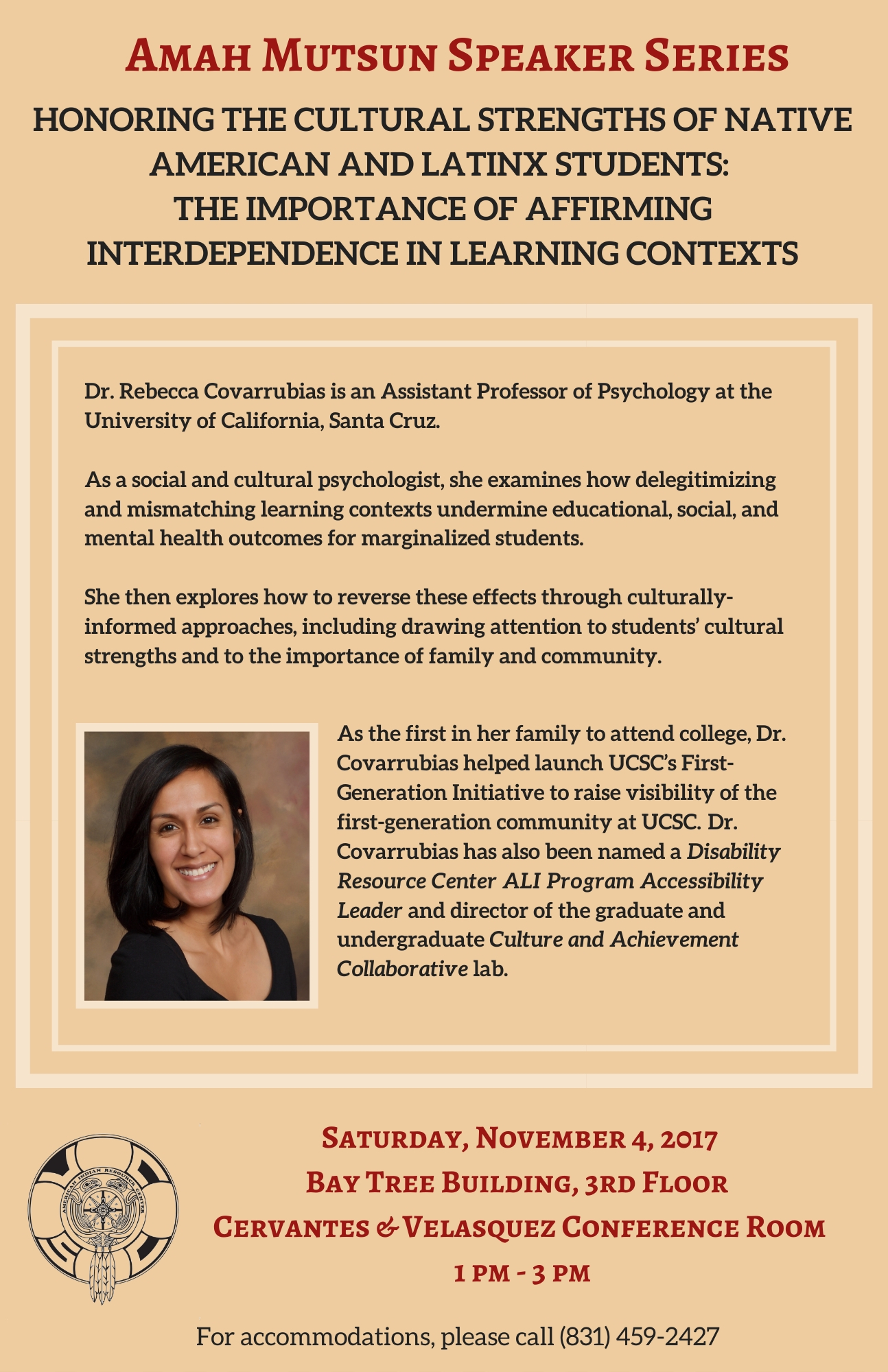 Amah Mutsun Speaker Series: Honoring the Cultural Strengths of Native American and Latinx Studies with Dr. Rebecca Covarrubias