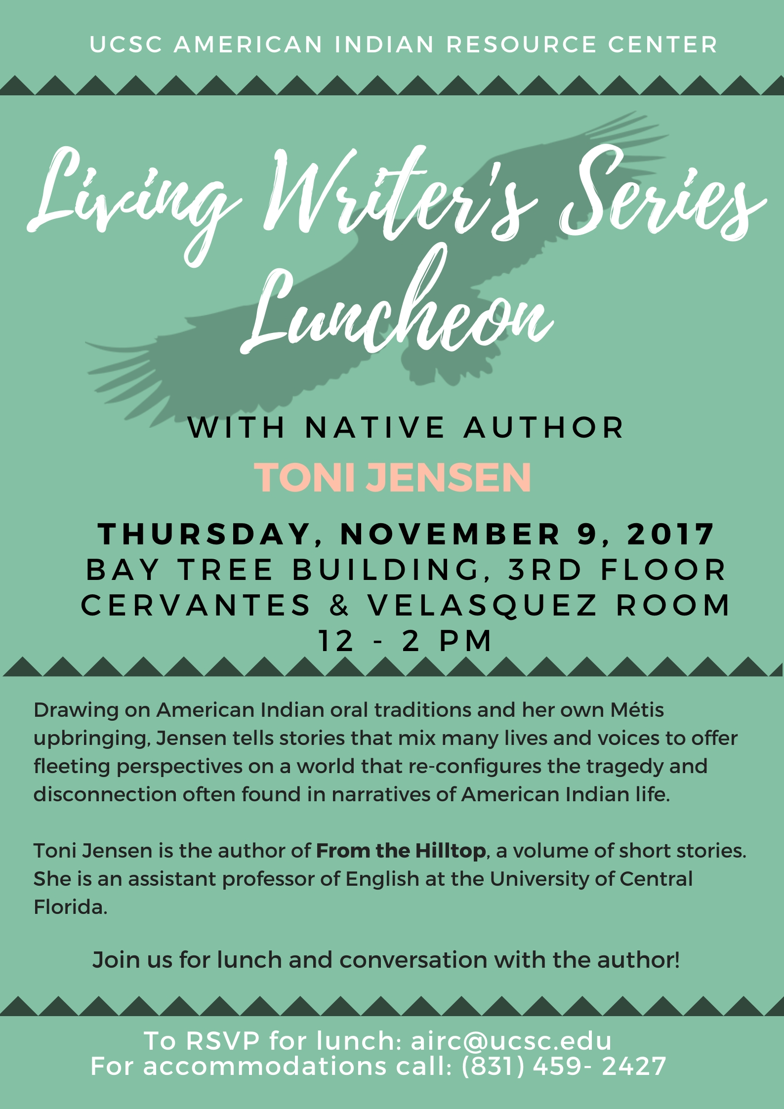 Living Writer's Series Luncheon with Native author Toni Jensen